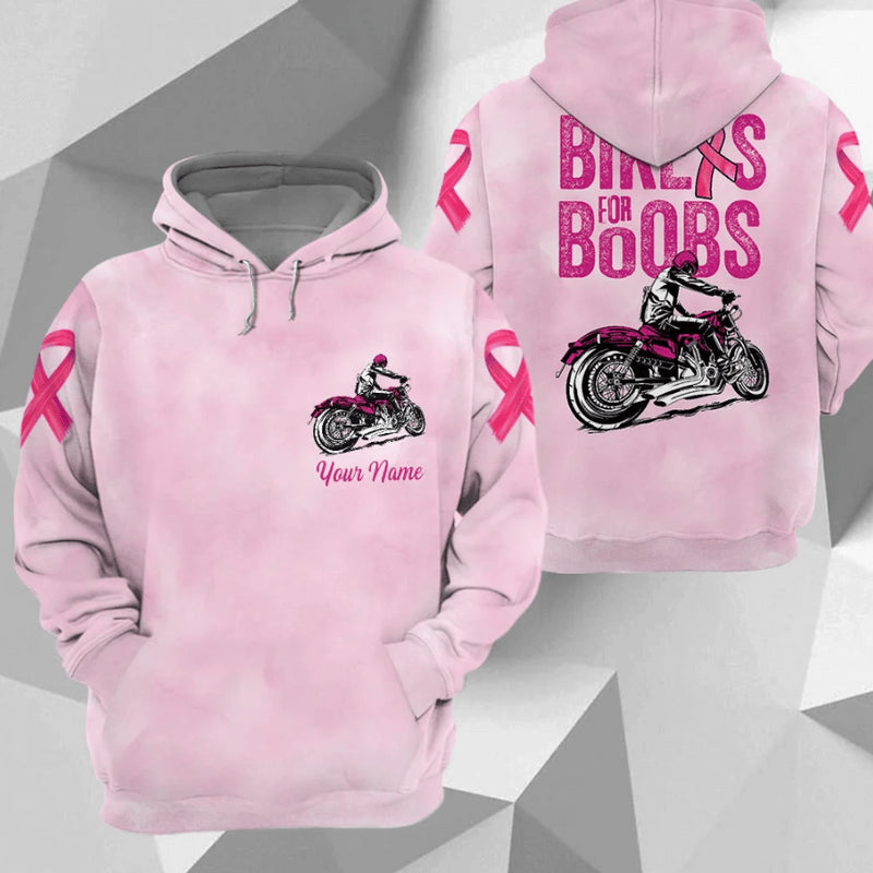 Bikergod Motorcycle Biker For Boobs Awareness Of Breast Cancer Custom name  Hoodie/Zip Hoodie Design 3D Full Printed Sizes S - 5XL- NABC396D
