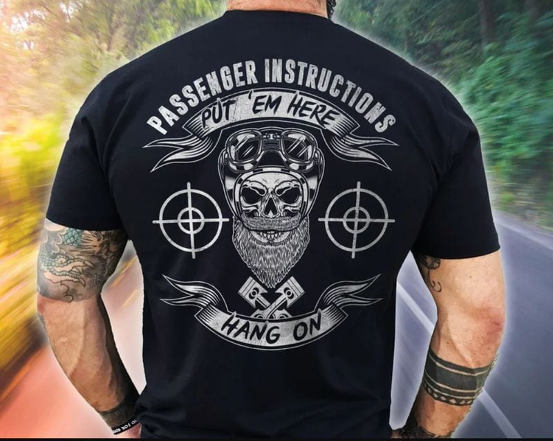 Bikergod Motorcycle Passenger Instructions T-shirt, Crew-neck Sweatshirt, Hoodie, Tank Top, V-neck T-shirt Design 2D Full Printed Sizes S - 5XL - NABB224