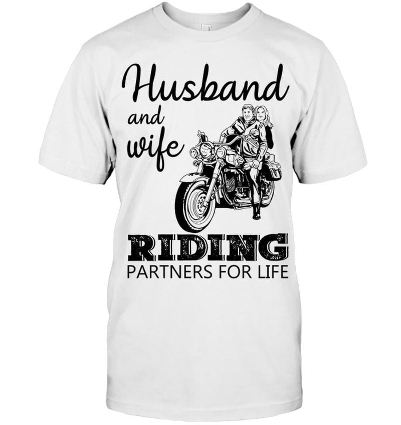 Bikergod Motorcycle Husband And Wife Riding Partner For Life T-shirt, Crew-neck Sweatshirt, Hoodie, Tank Top, V-neck T-shirt Design 2D Full Printed Sizes S - 5XL - NABD213