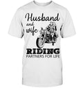 Bikergod Motorcycle Husband And Wife Riding Partner For Life T-shirt, Crew-neck Sweatshirt, Hoodie, Tank Top, V-neck T-shirt Design 2D Full Printed Sizes S - 5XL - NABD213