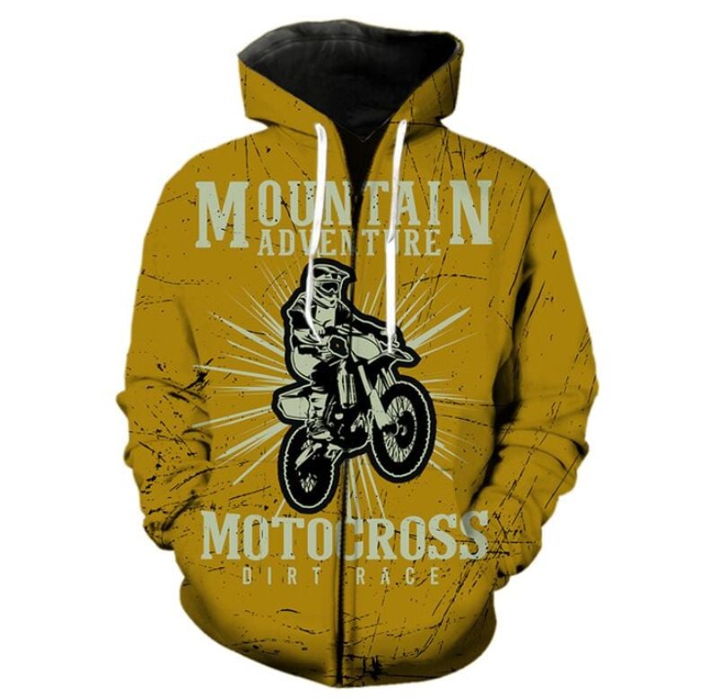 Bikergod Motorcycle Motocross Dirt Race  Zip Hoodie Design 3D Full Printed Sizes S - 5XL - NABC375