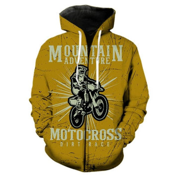 Bikergod Motorcycle Motocross Dirt Race  Zip Hoodie Design 3D Full Printed Sizes S - 5XL - NABC375