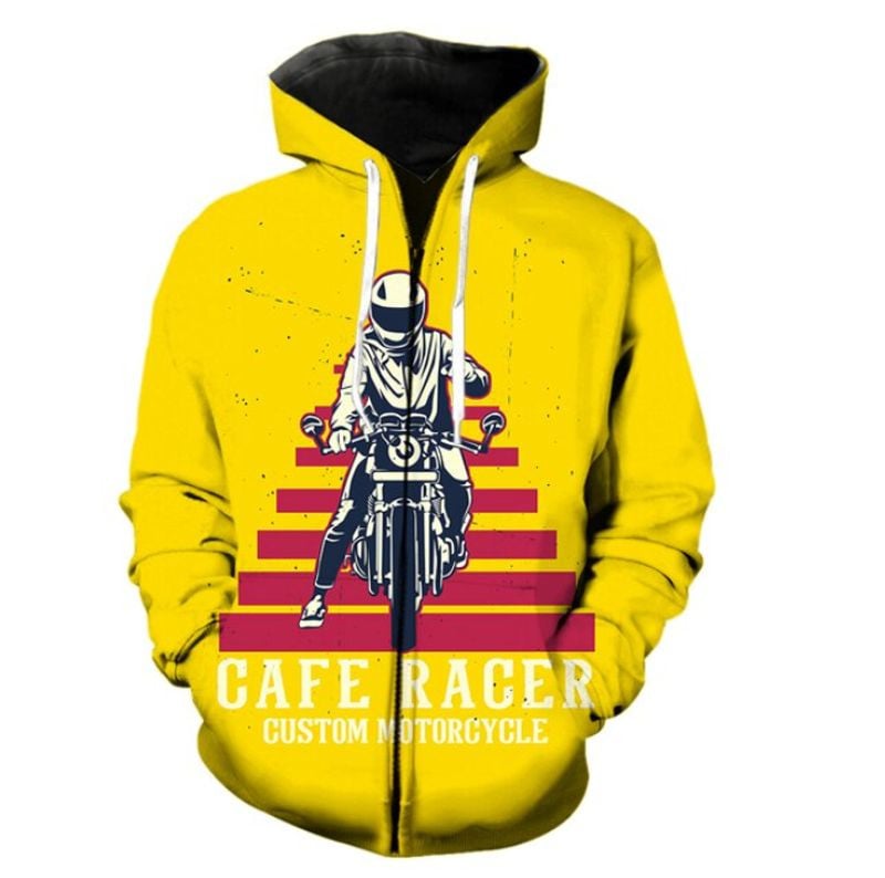 Bikergod Motorcycle Cafe Racer  Zip Hoodie Design 3D Full Printed Sizes S - 5XL - NABC367