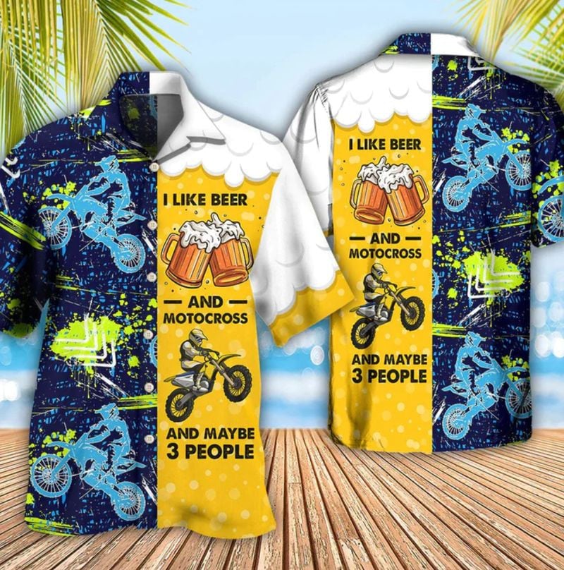 Bikergod Motorcycle I Like Beer And Motocross COTTON Hawaii Shirt Design 3D Full Printed Sizes S - 5XL NMK293