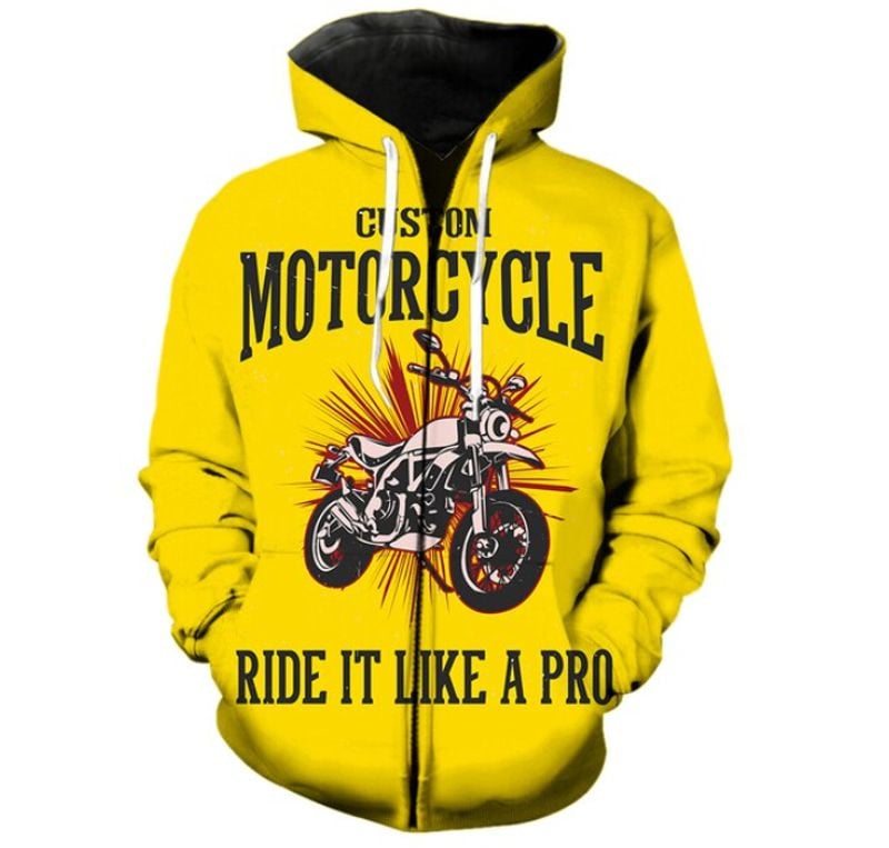 Bikergod Motorcycle Ride It Like A Pro  Zip Hoodie Design 3D Full Printed Sizes S - 5XL - NABC371