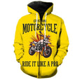 Bikergod Motorcycle Ride It Like A Pro  Zip Hoodie Design 3D Full Printed Sizes S - 5XL - NABC371