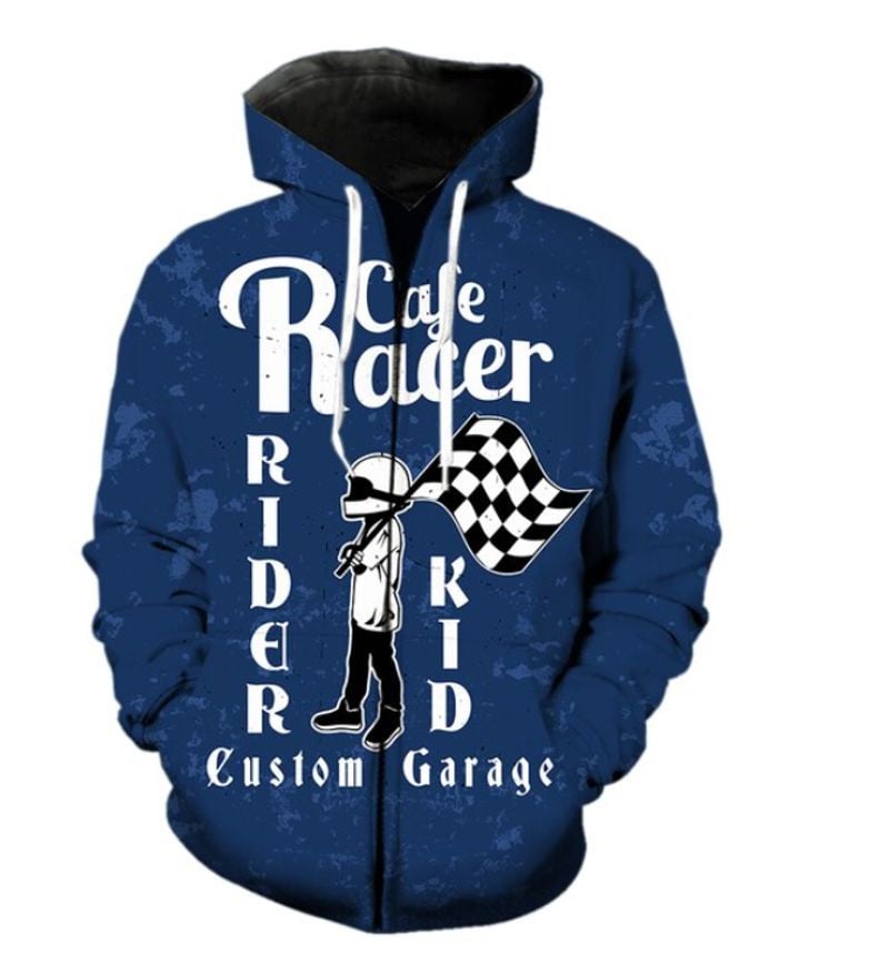 Bikergod Motorcycle Racing Cafe Racer  Zip Hoodie Design 3D Full Printed Sizes S - 5XL - NABC364