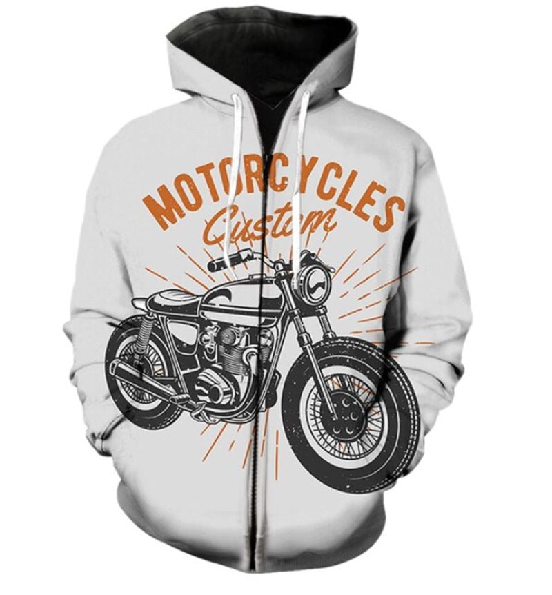 Bikergod Motorcycle Custom Vintage  Zip Hoodie Design 3D Full Printed Sizes S - 5XL - NABC372