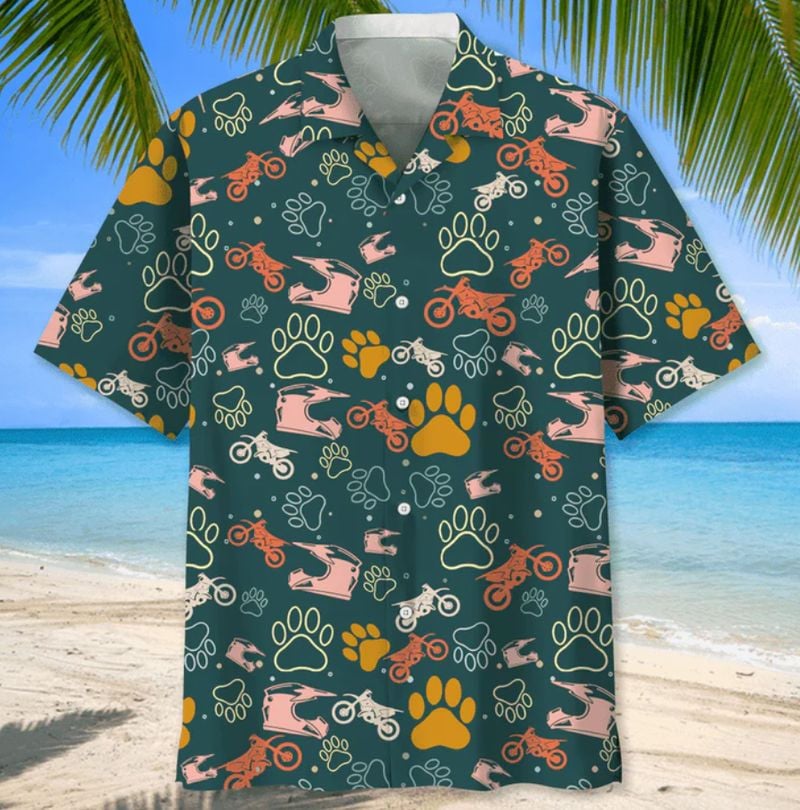 Bikergod Motorcycle Motocross And Dogs COTTON Hawaii Shirt Design 3D Full Printed Sizes S - 5XL NMK294