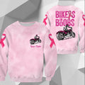 Bikergod Motorcycle Biker For Boobs Awareness Of Breast Cancer Custom Name COTTON Sweatshirt Design 3D Full Printed Sizes S - 5XL - NABC396S