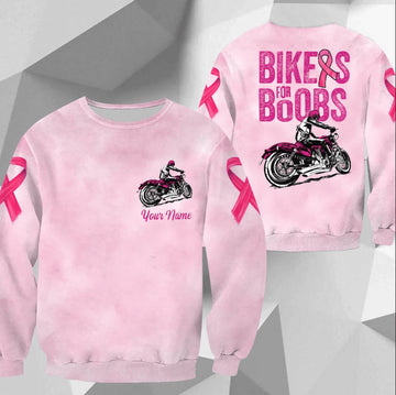 Bikergod Motorcycle Biker For Boobs Awareness Of Breast Cancer Custom Name COTTON Sweatshirt Design 3D Full Printed Sizes S - 5XL - NABC396S