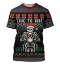 Bikergod Motorcycle Live To Ride Motorcycle Skeleton  T-shirt Design 3D Full Printed Sizes S - 5XL - NABD334D