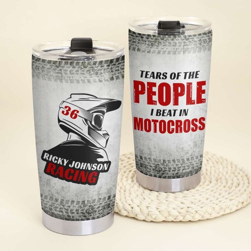 Bikergod Motorcycle Tears Of The People I Beat In Motocross Custom Name And Number Steelers Stainless Steel 20 Oz Tumbler- NMK313