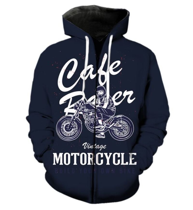 Bikergod Motorcycle Vintage Cafe Racer  Zip Hoodie Design 3D Full Printed Sizes S - 5XL - NABC366