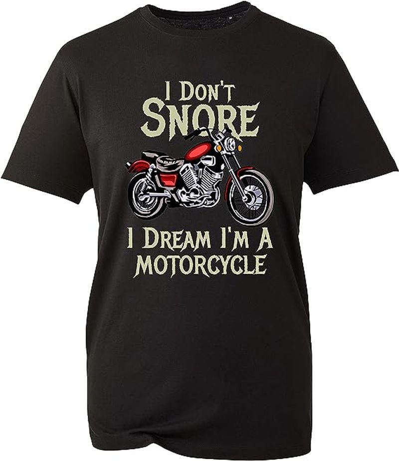 Bikergod Motorcycle I Don't Snore I Dream I'm A Motorcycle T-shirt, Crew-neck Sweatshirt, Hoodie, Tank Top, V-neck T-shirt Design 2D Full Printed Sizes S - 5XL - NABB209