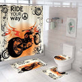 Bikergod Motorcycle Ride Your Way Fire Riding Motorcycle Bathroom Decor Set NABC339