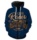 Bikergod Motorcycle Born Free Born Ride Cafe Racer  Zip Hoodie Design 3D Full Printed Sizes S - 5XL - NABC383