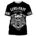 Bikergod Motorcycle Live Fast Ride Free Custom Name And Number  T-shirt Design 3D Full Printed Sizes S - 5XL - NMK328