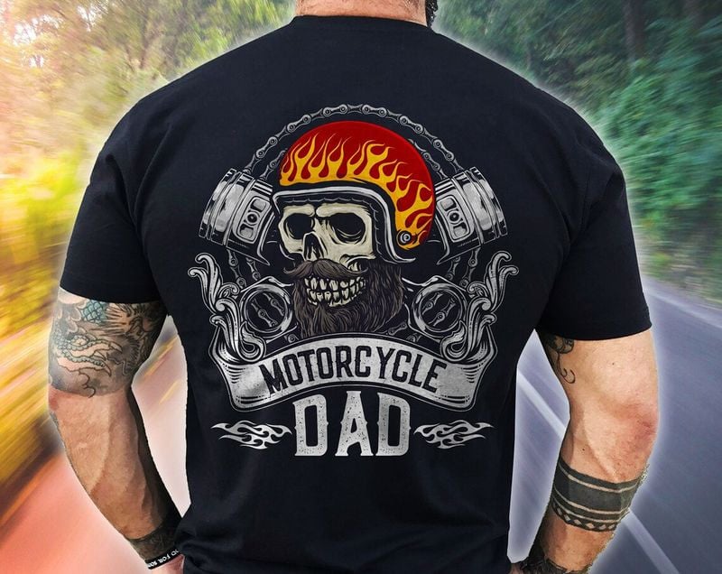 Bikergod Motorcycle Skull Biker Dad Motorcycle Dad T-shirt, Crew-neck Sweatshirt, Hoodie, Tank Top, V-neck T-shirt Design 2D Full Printed Sizes S - 5XL - NABB215