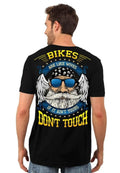 Bikergod Motorcycle BIKES ARE LIKE WIVES, IF IT AIN?T YOURS DON?T TOUCH T-shirt, Crew-neck Sweatshirt, Hoodie, Tank Top, V-neck T-shirt Design 2D Full Printed Sizes S - 5XL - NABF294