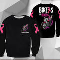 Bikergod Motorcycle Biker For Boobs Awareness Of Breast Cancer Custom Name COTTON Sweatshirt Design 3D Full Printed Sizes S - 5XL - NABC395S
