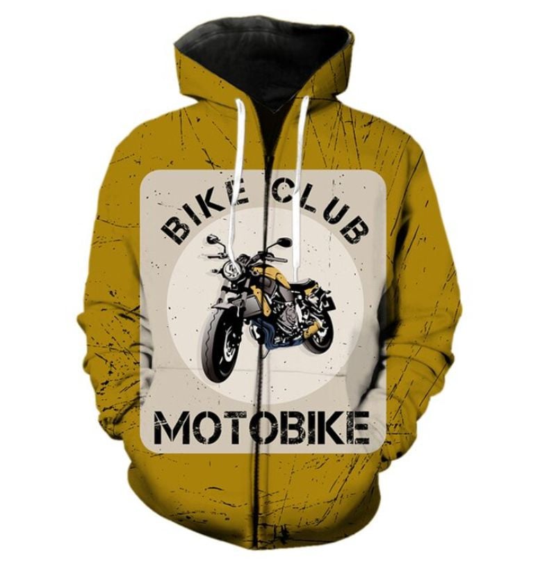 Bikergod Motorcycle Bike Club Motorbike  Zip Hoodie Design 3D Full Printed Sizes S - 5XL - NABC374