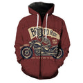Bikergod Motorcycle Born To Ride Live To Ride  Zip Hoodie Design 3D Full Printed Sizes S - 5XL - NABC381