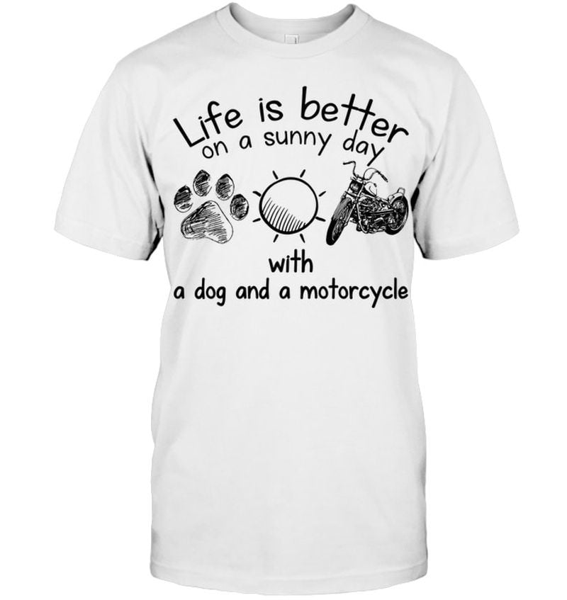 Bikergod Motorcycle Life Is Better With A Dog And Motorcycle T-shirt, Crew-neck Sweatshirt, Hoodie, Tank Top, V-neck T-shirt Design 2D Full Printed Sizes S - 5XL - NABD211