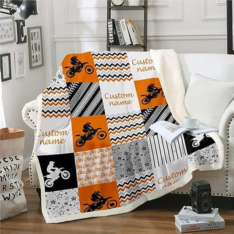 Bikergod Motorcycle Motocross Custom Name Blanket NABC350