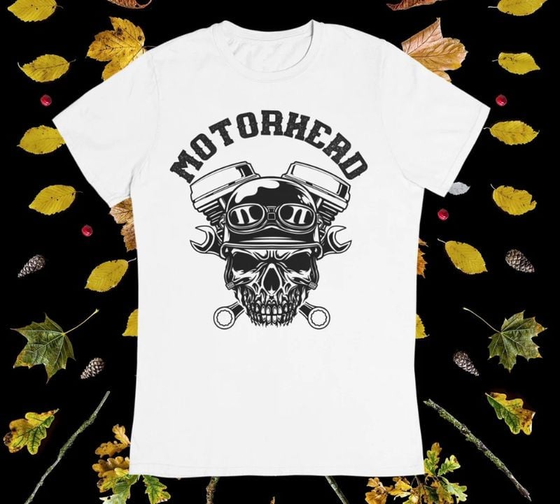 Bikergod Motorcycle Motorhead Skull Biker T-shirt, Crew-neck Sweatshirt, Hoodie, Tank Top, V-neck T-shirt Design 2D Full Printed Sizes S - 5XL - NABB202