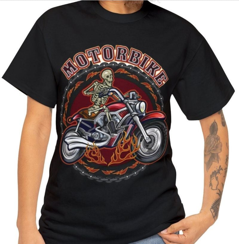 Bikergod Motorcycle Motorbike Skull Biker T-shirt, Crew-neck Sweatshirt, Hoodie, Tank Top, V-neck T-shirt Design 2D Full Printed Sizes S - 5XL - NABB204
