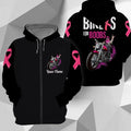 Bikergod Motorcycle Biker For Boobs Awareness Of Breast Cancer Custom name  Hoodie/Zip Hoodie Design 3D Full Printed Sizes S - 5XL- NABC395D