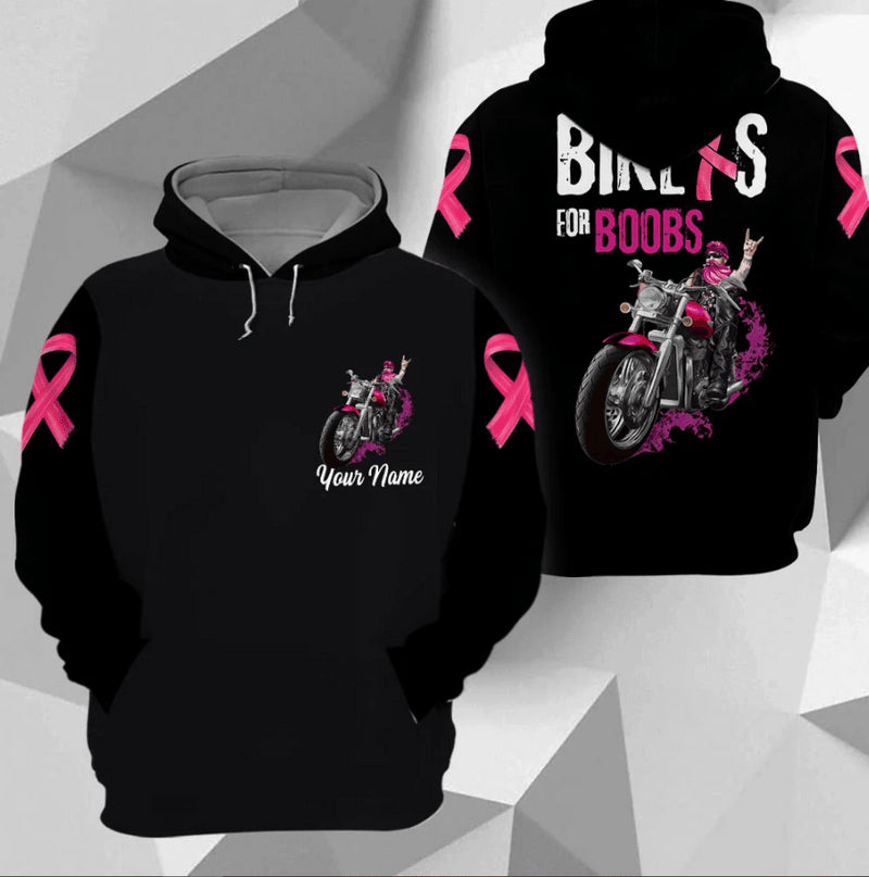 Bikergod Motorcycle Biker For Boobs Awareness Of Breast Cancer Custom name  Hoodie/Zip Hoodie Design 3D Full Printed Sizes S - 5XL- NABC395D