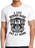 Bikergod Motorcycle Skeleton Biker Life Behind Bars T-shirt, Crew-neck Sweatshirt, Hoodie, Tank Top, V-neck T-shirt Design 2D Full Printed Sizes S - 5XL - NABB198