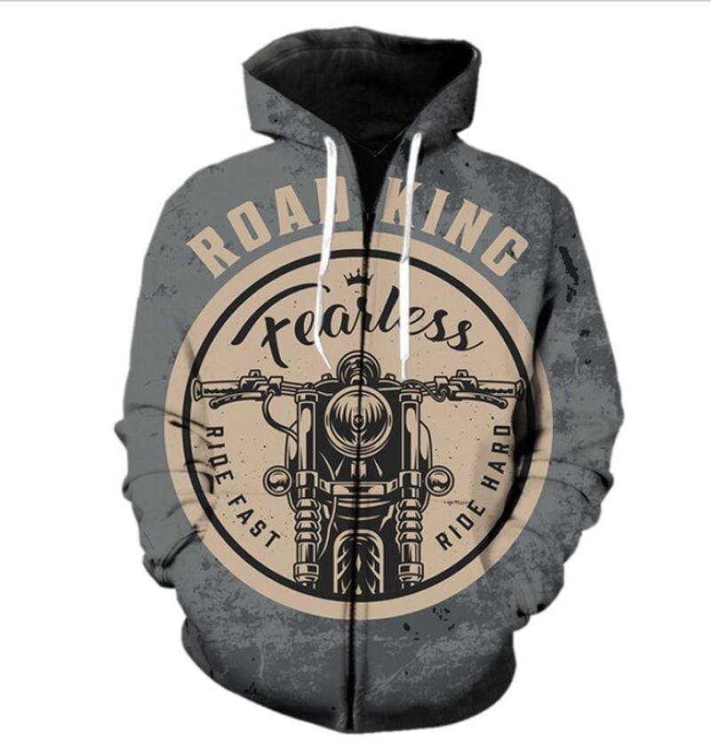 Bikergod Motorcycle Road King  Zip Hoodie Design 3D Full Printed Sizes S - 5XL - NABC386