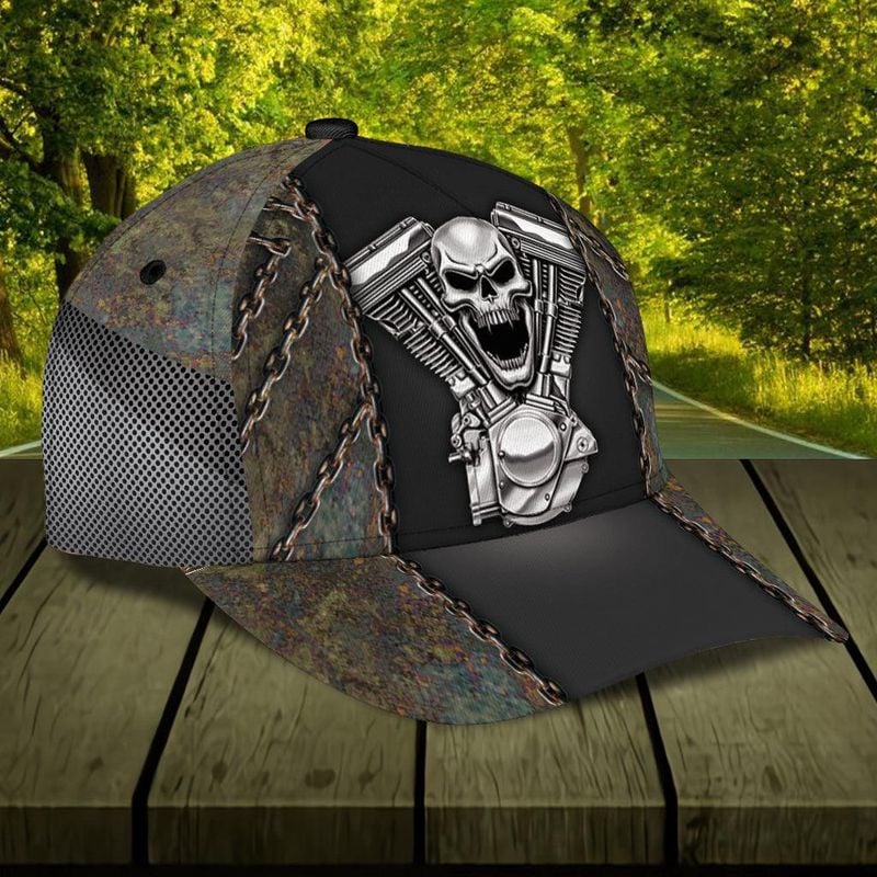 Bikergod Motorcycle Skull Mechanic Classic Cap NABH236