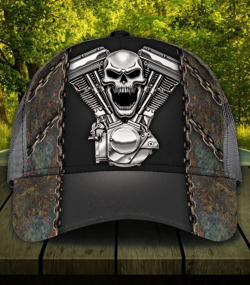 Bikergod Motorcycle Skull Mechanic Classic Cap NABH236
