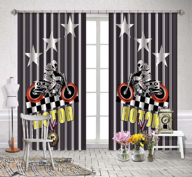 Bikergod Motorcycle Racing Curtain Design 3D Full Printed NABC341
