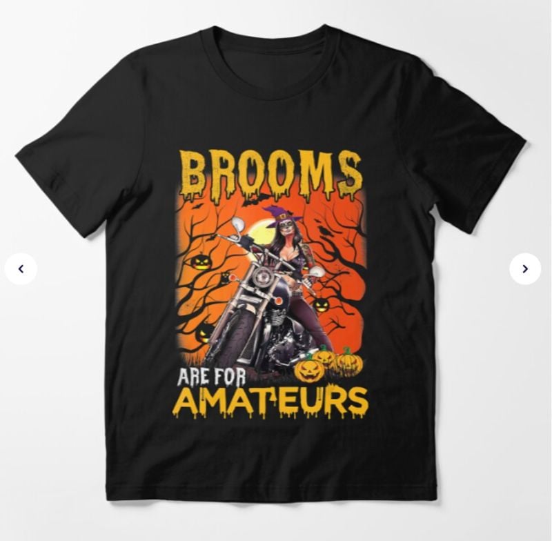 Bikergod Motorcycle Brooms Are For Amateurs Halloween T-shirt, Crew-neck Sweatshirt, Hoodie, Tank Top, V-neck T-shirt Design 2D Full Printed Sizes S - 5XL - NABC326