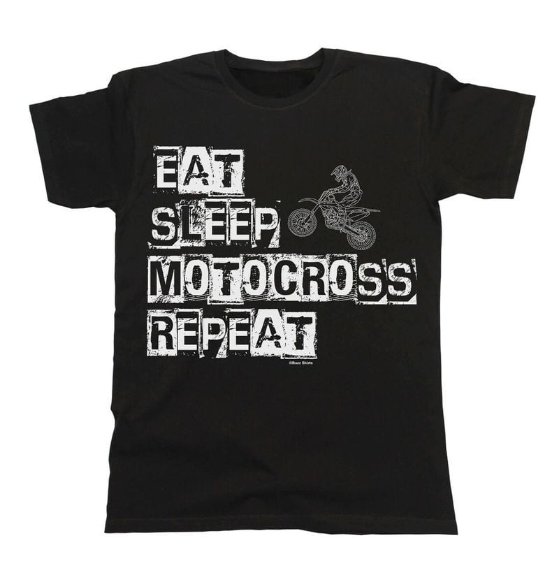Bikergod Motorcycle EAT Sleep MOTOCROSS Repeat T-shirt, Crew-neck Sweatshirt, Hoodie, Tank Top, V-neck T-shirt Design 2D Full Printed Sizes S - 5XL - NABB194