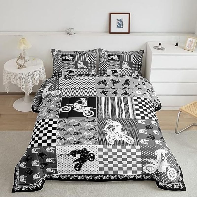 Bikergod Motorcycle Motocross Rider Dirt Bike Bedding Set Cover Design 3D - NABB284