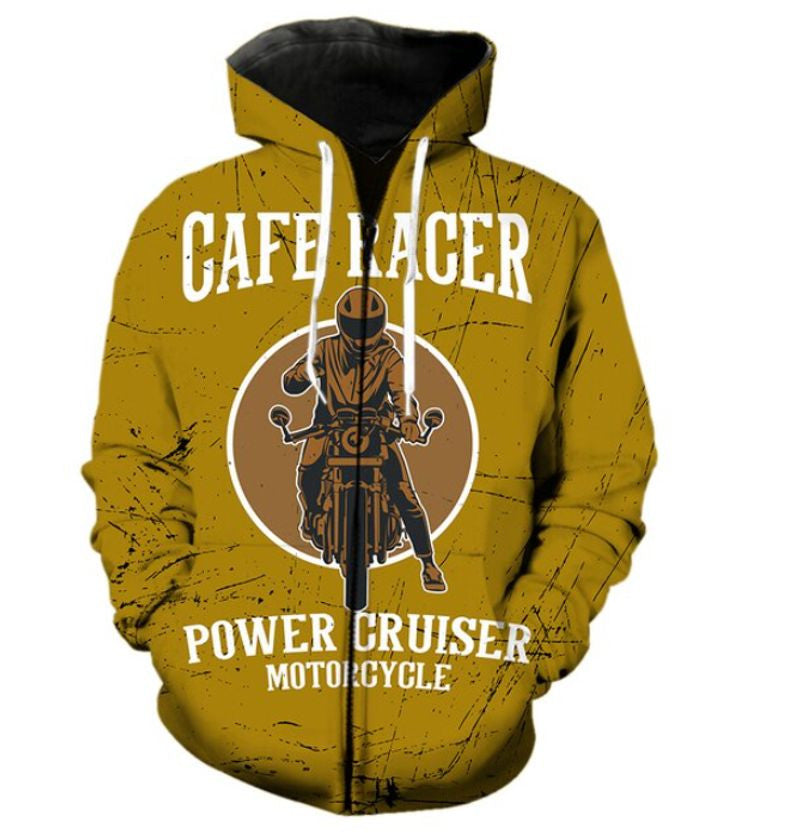 Bikergod Motorcycle Cafe Racer  Zip Hoodie Design 3D Full Printed Sizes S - 5XL - NABC368
