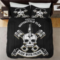 Bikergod Motorcycle American Motorcycle Club Skull Biker Bedding Set Cover Design 3D - NABB249