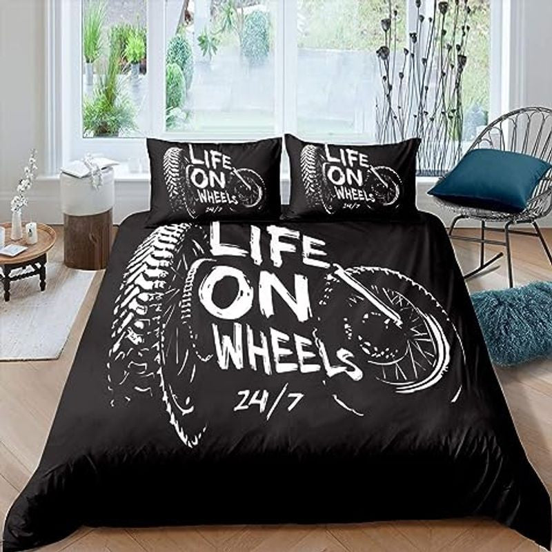 Bikergod Motorcycle Motocross Rider Life On Wheels Bedding Set Cover Design 3D - NABB257