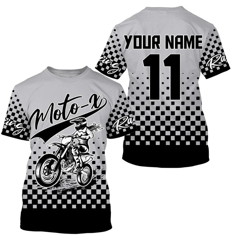 Bikergod Motorcycle Moto-X Custom Name And Number  T-shirt Design 3D Full Printed Sizes S - 5XL - NMK323