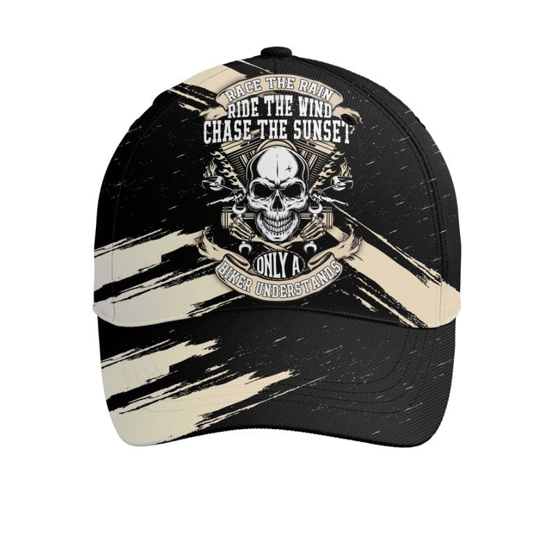 Bikergod Motorcycle Race The Rain Ride The Wind Chase The Sunset Custom Name And Number Classic Cap NMI252