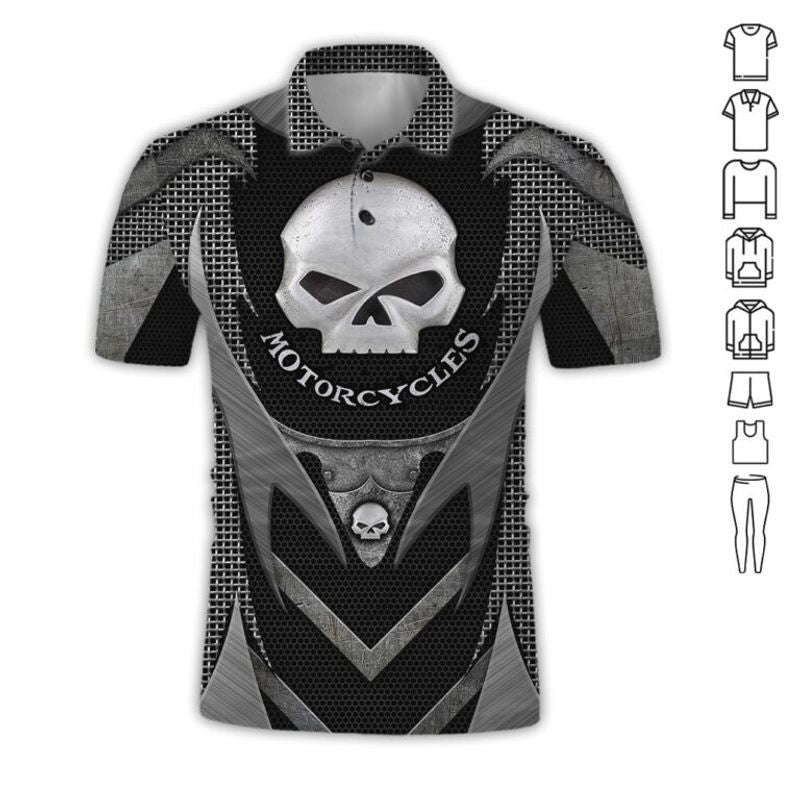 Bikergod Motorcycle Skull Biker Polo Design 3D Full Printed Sizes S - 5XL NALA350S
