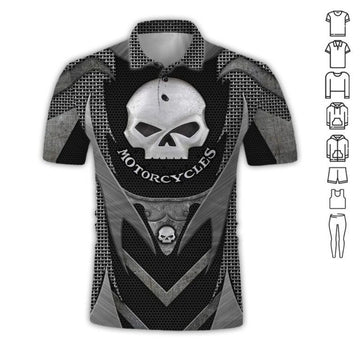 Bikergod Motorcycle Skull Biker Polo Design 3D Full Printed Sizes S - 5XL NALA350S