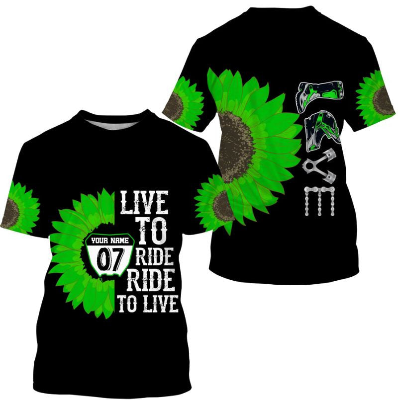 Bikergod Motorcycle Sunflower Custom Name And Number  T-shirt Design 3D Full Printed Sizes S - 5XL - NMTM334