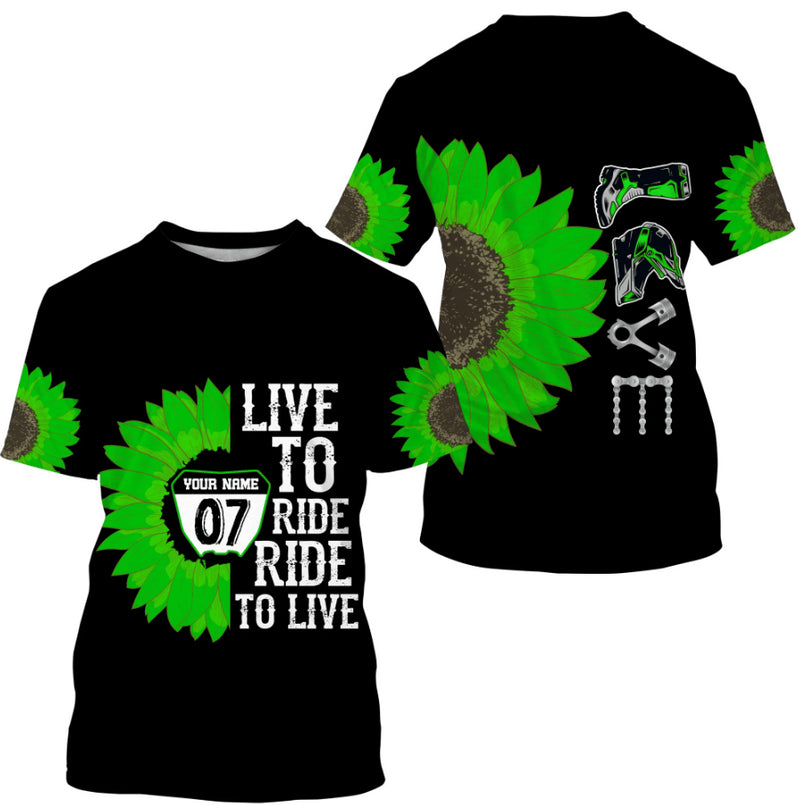 Bikergod Motorcycle Sunflower Custom Name And Number  T-shirt Design 3D Full Printed Sizes S - 5XL - NMTM334